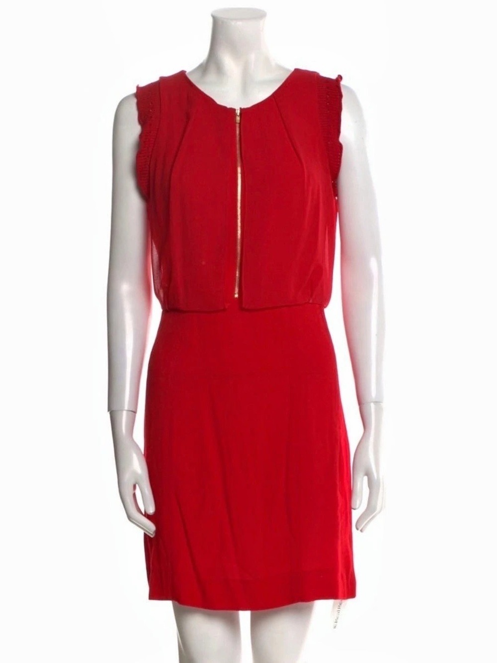 Sandro Red Mini Dress with Sheer Overlay